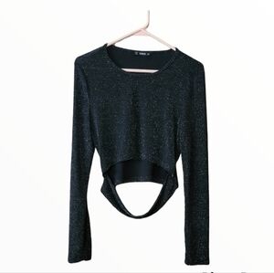 Shein long sleeve sparkle o ring shirt